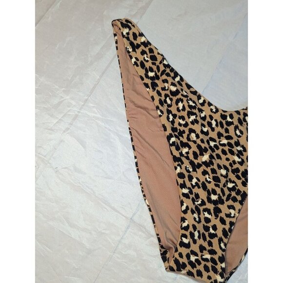 Aerie Swim Womens Cheekier Bikini Bottom High Cut Cheetah Print Brown Black XL - Picture 3 of 13